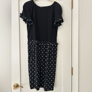 Valentino Miss V Black and White Polka Dot Midi Dress